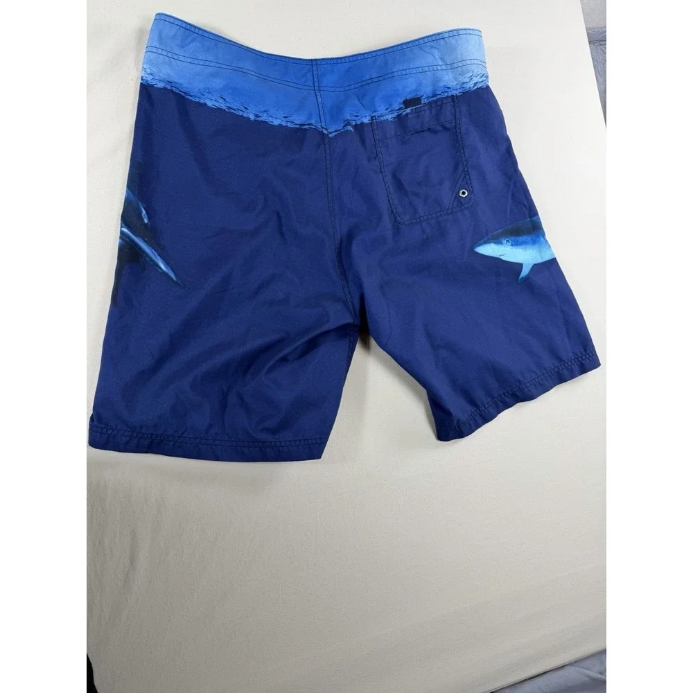 Nautica Mens 38W Blue Shark Board Shorts Surf Poolside Beach Vacation